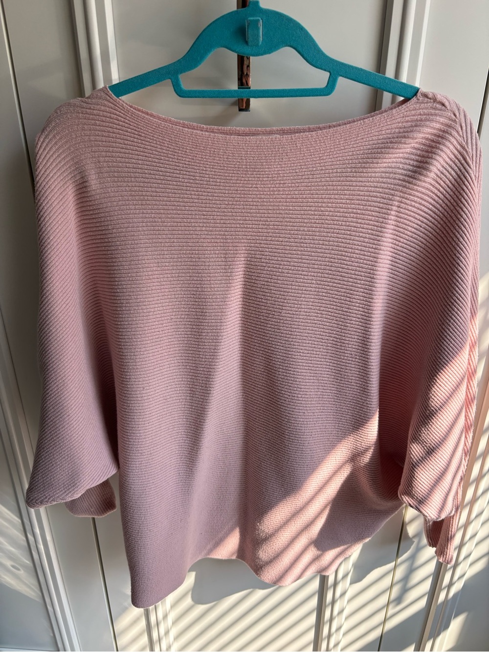 Philosophy Light Pink Off-the-Shoulder Ribbed Sweater